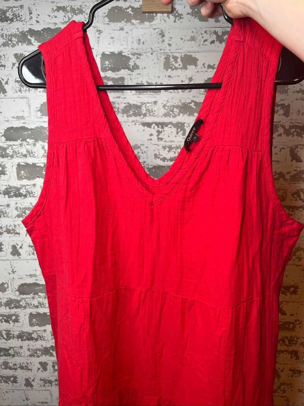 Quince | women gauzy coral red dress long